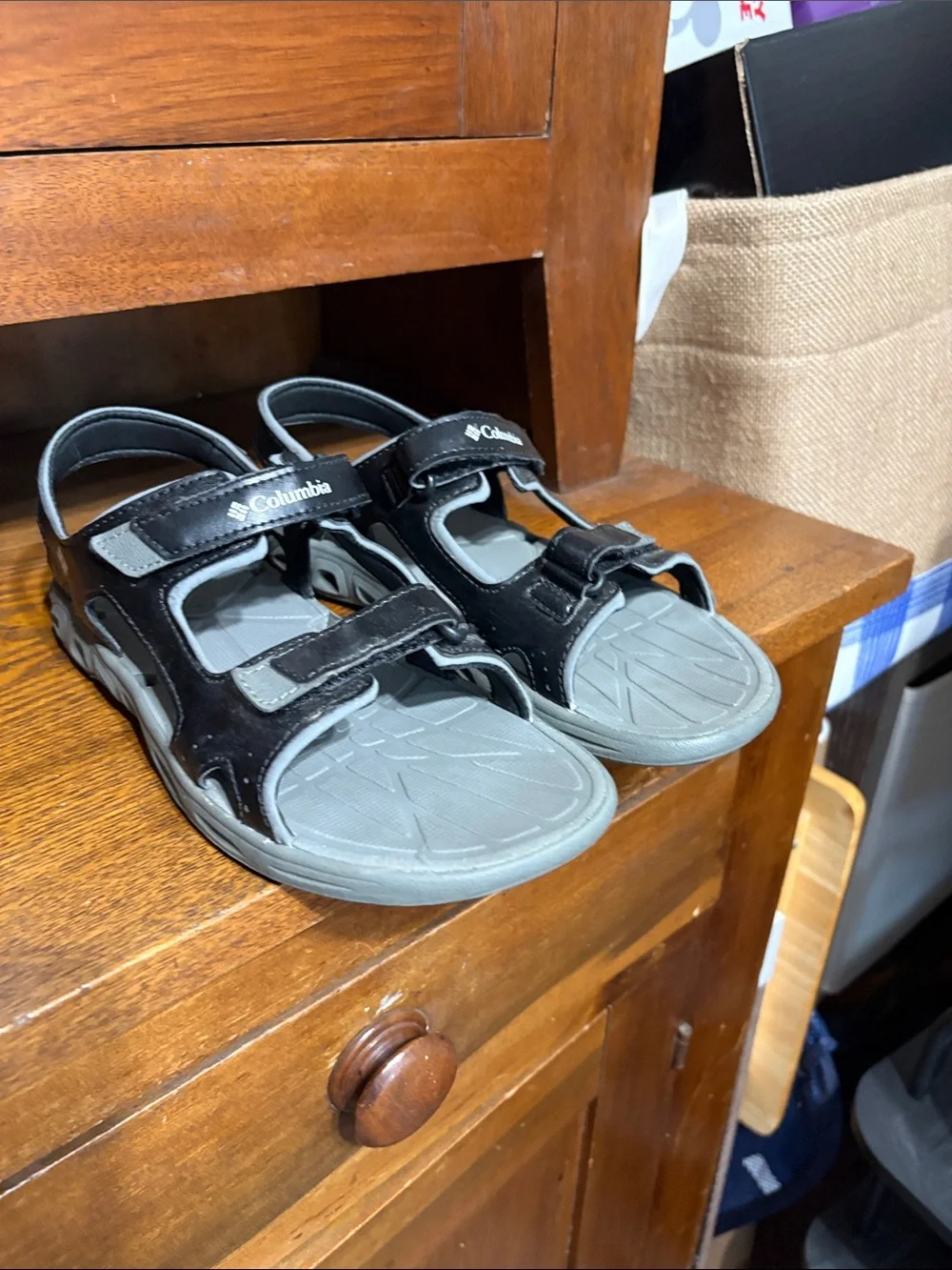 Columbia Black and Gray Kids' Adjustable Outdoor Sandals